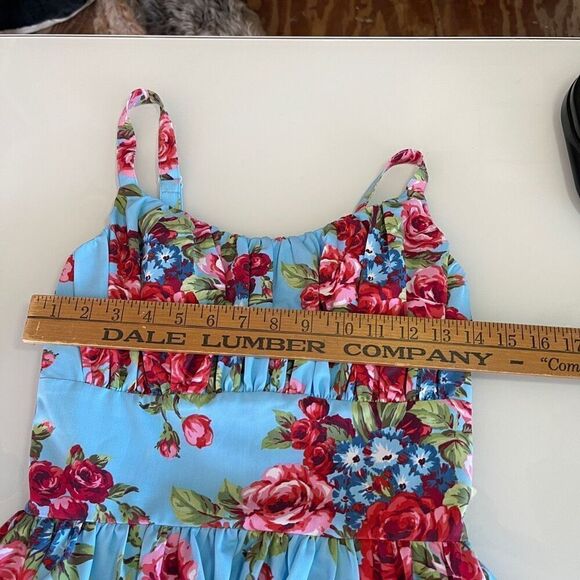 Vixen by Micheline Pitt Multicolor Fit & Flare Floral Ingenue Swing Dress Small - Picture 8 of 9